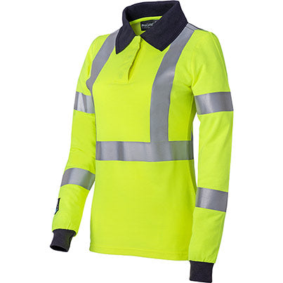 5287 Women’s Yellow Long-Sleeve Hi-Vis Arc-Flash Polo Shirt
