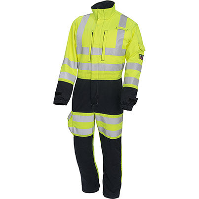 6458 Men’s Navy Hi-Vis Arc-Flash Overalls with Kneepad Pockets