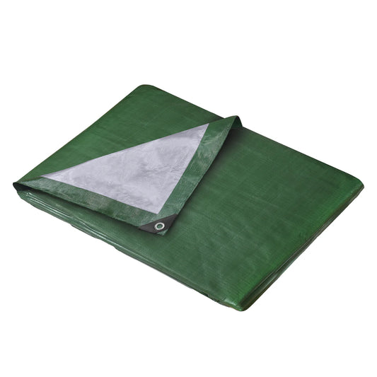 140gsm Waterproof Tarpaulin Green/Silver – Heavy-Duty Cover