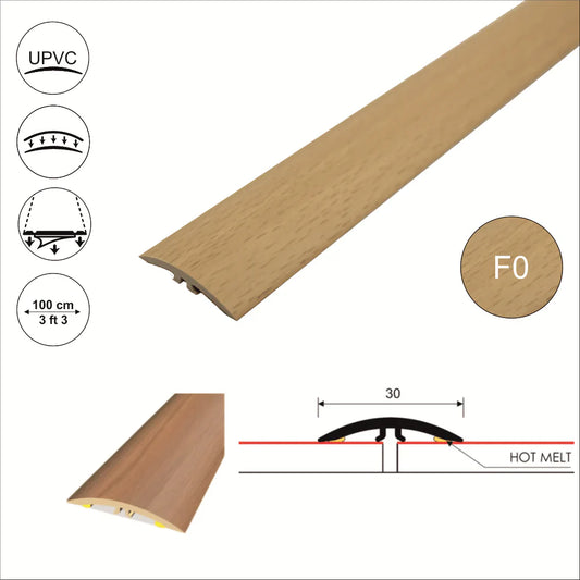 M-M0300 PVC 30mm Wood-Effect Flat Self-Adhesive Door Threshold Strip