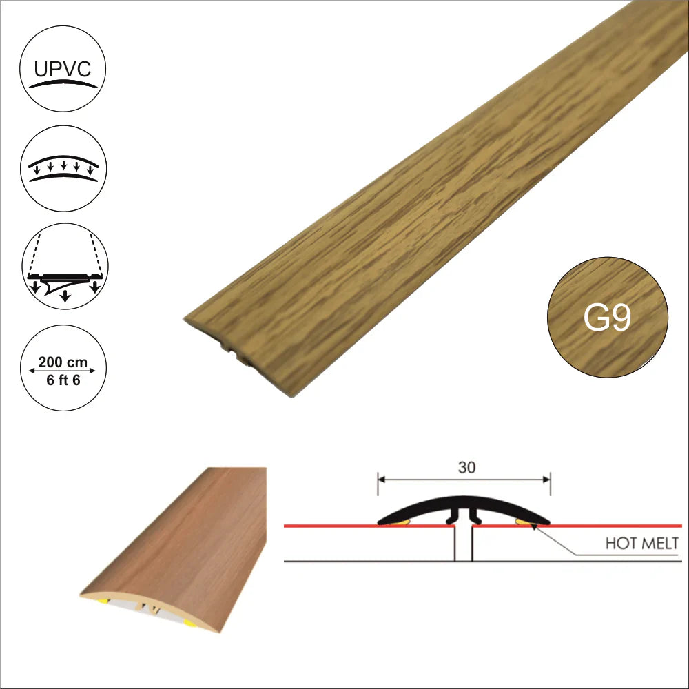 M-M0300 PVC 30mm Wood-Effect Flat Self-Adhesive Door Threshold Strip