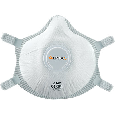 Pack of 5 Alpha Solway S-3V disposable FFP3 dust masks with exhalation valve for respiratory protection
