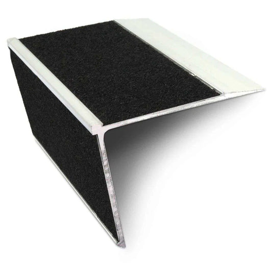 NSL28 DDA Compliant Aluminium Stair Nosing 75x58mm – Non-Slip Edge Trim with PVC Insert