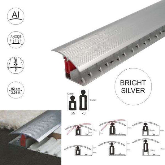 TTG 40mm Aluminium Adjustable Door Threshold Strip with Pivot Clip