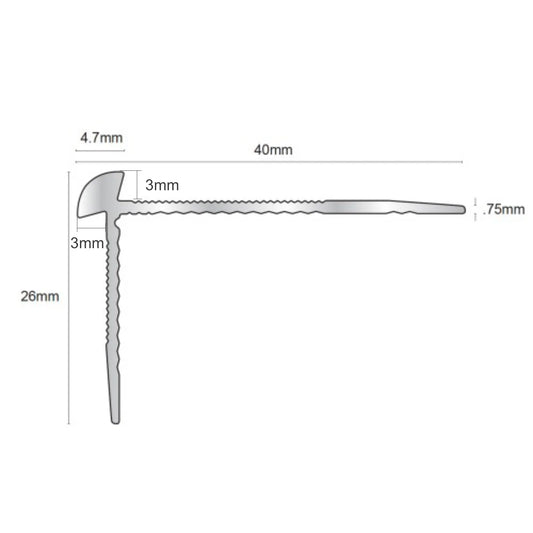 TVC 40 x 26mm Anodised Aluminium LVT Stair nosing Edge Profile For 3mm Flooring