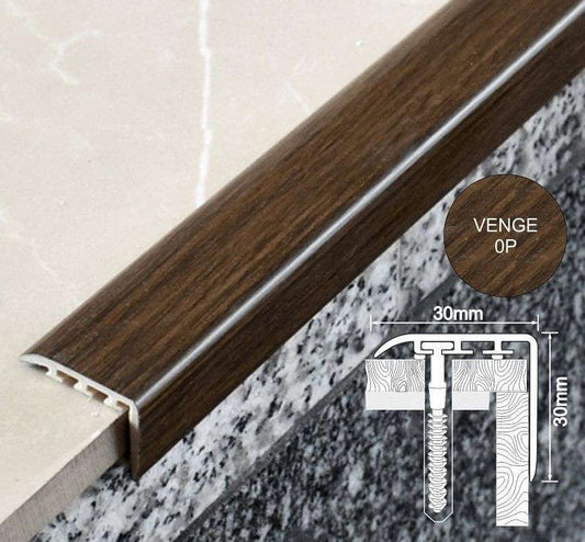 D-K0200 30 x 30mm Pvc Wood Effect Stair Nosing Edge Trim