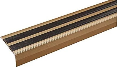 SA11 40 x 20mm Anodised Aluminium Self Adhesive Non Slip Rubber Stair Nosing Edge Trim With Insert