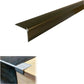 Bronze metal threshold strip with dimensions and features on a white background