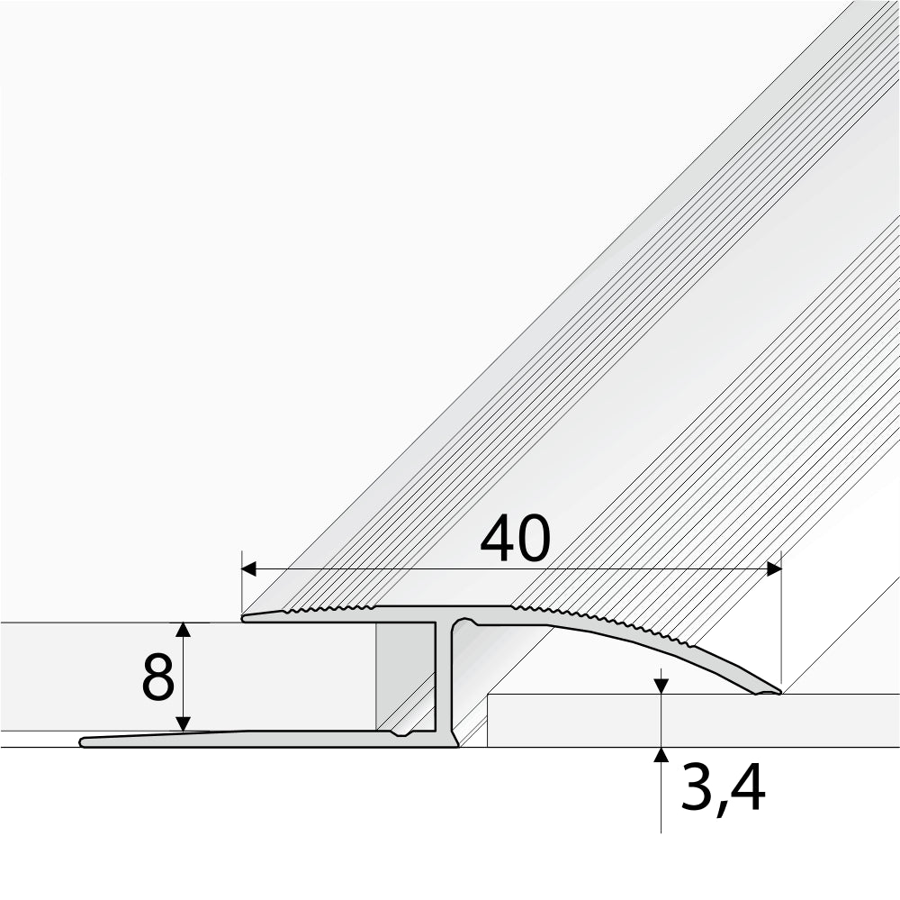 A62 40mm Anodised Aluminium Door Threshold Ramp Profile