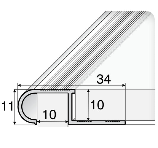 A81 Aluminium Stair Nosing Edge Trim – 34mm x 11mm x 10mm for Tiles