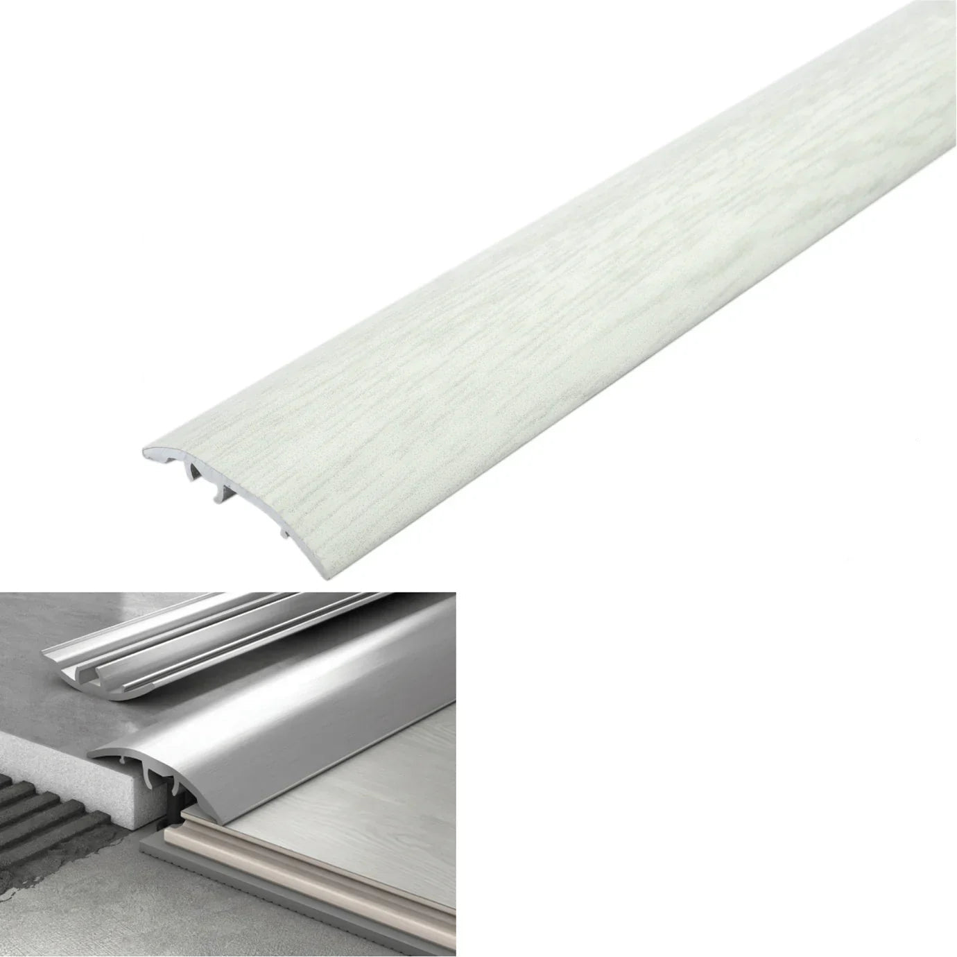 White threshold ramp with measurements and color code on a white background