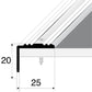 Aluminium Stair Nosing 25x20mm Anti-Slip Edge Trim S02
