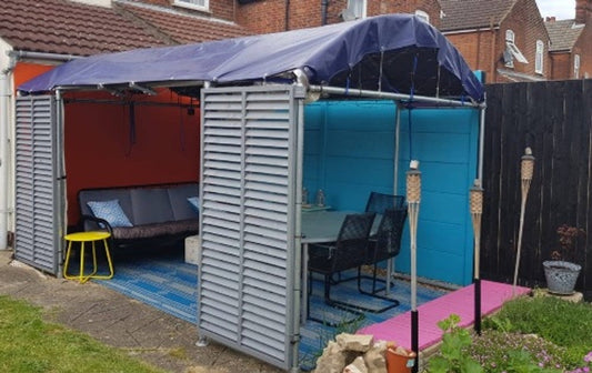 350gsm Blue Beige Heavy Duty Tarpaulin – Waterproof UV-Proof Cover