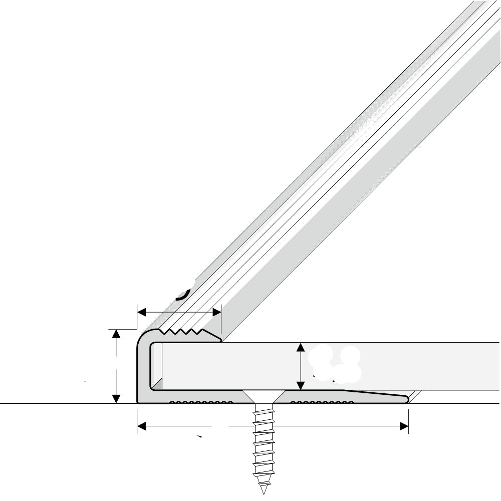 Technical drawing of a metal strip with dimensions labeled
