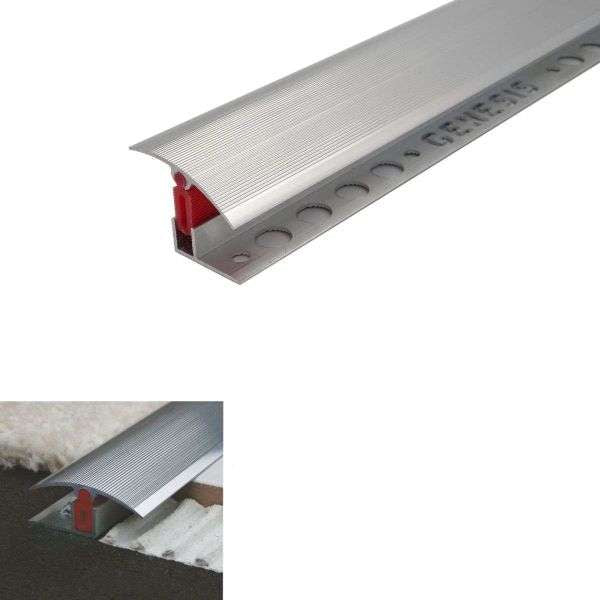 Metal door threshold with specifications and features on a white background