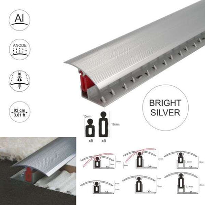 TTG 40mm Aluminium Adjustable Door Threshold Strip with Pivot Clip