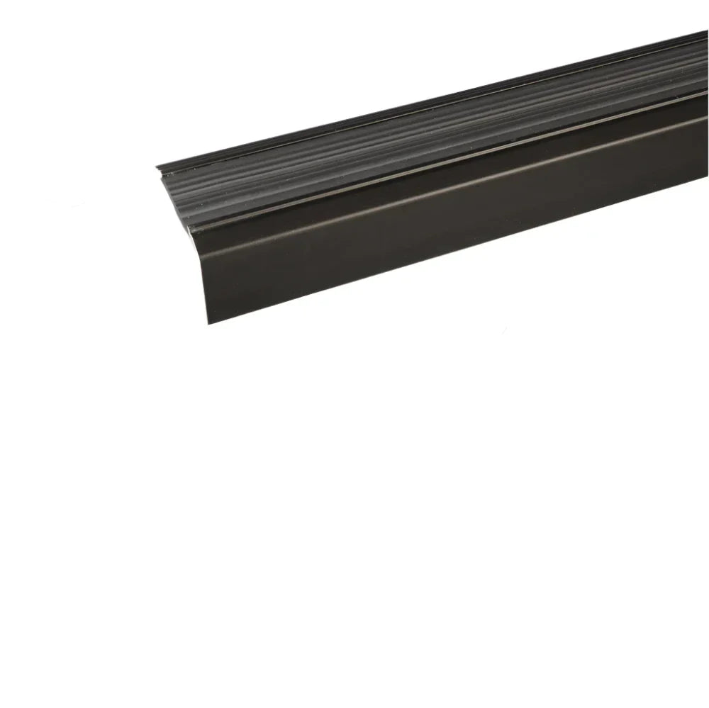A38 - 46 x 30mm Anodised Aluminium Non Slip Rubber Stair Nosing Edge Trim