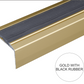 A38 46 x 30mm Anodised Aluminium Self Adhesive Non Slip Rubber Stair Nosing Edge Trim