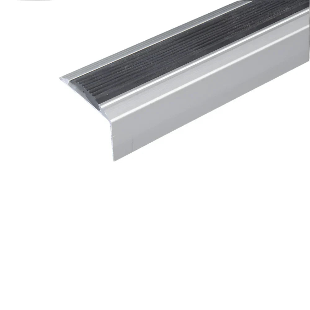 A38 - 46 x 30mm Anodised Aluminium Non Slip Rubber Stair Nosing Edge Trim