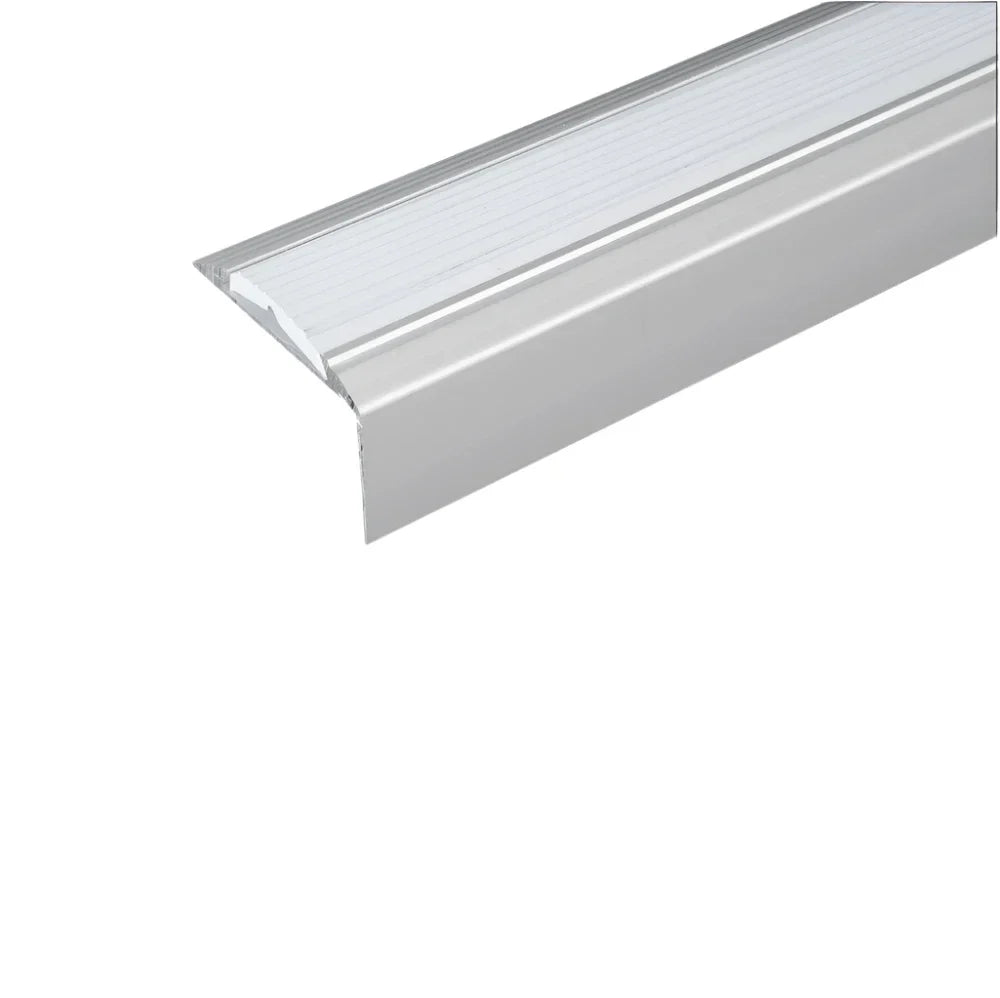 A38 - 46 x 30mm Anodised Aluminium Non Slip Rubber Stair Nosing Edge Trim