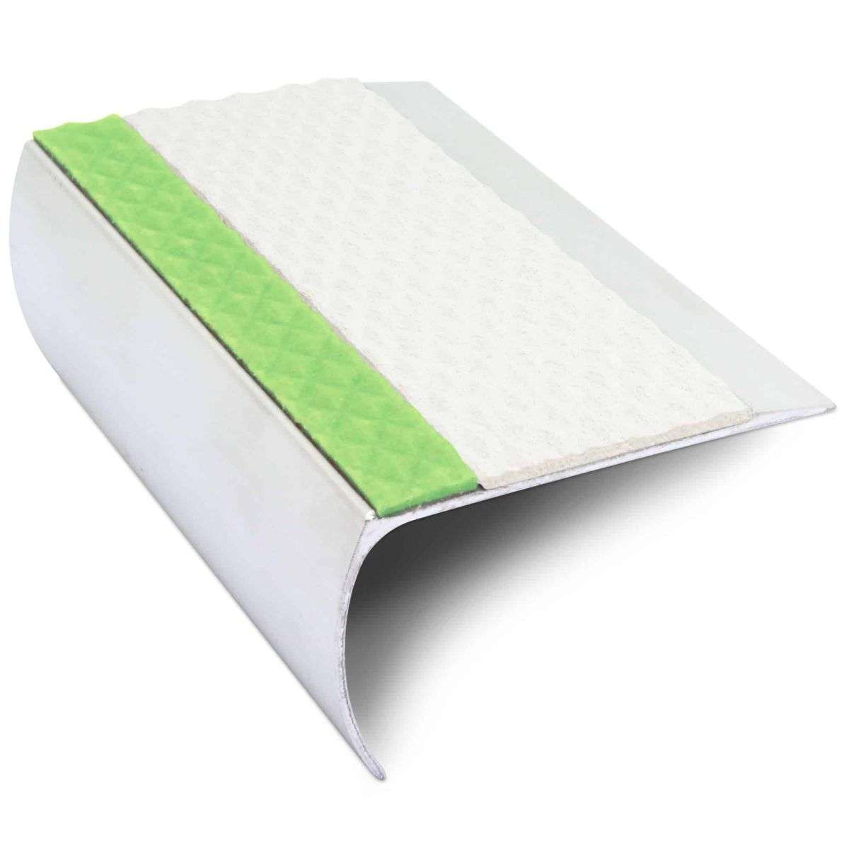 ASL TredSafe DDA Compliant Aluminium Non Slip Stair Nosing Edge Trim With Pvc Insert (20 57x55mm )