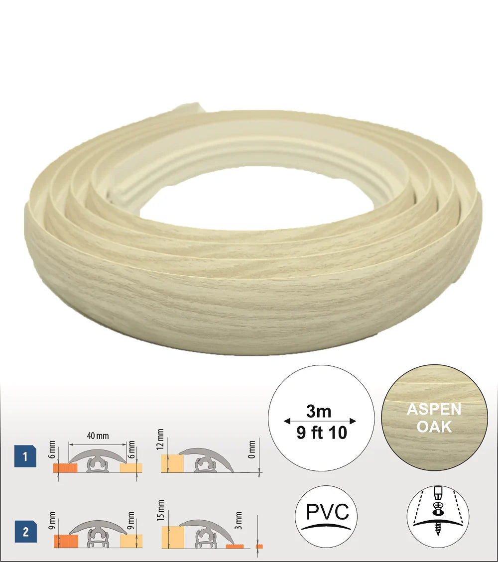 40mm PVC Flex Line Flooring Transition Strip – Flexible Threshold Profile