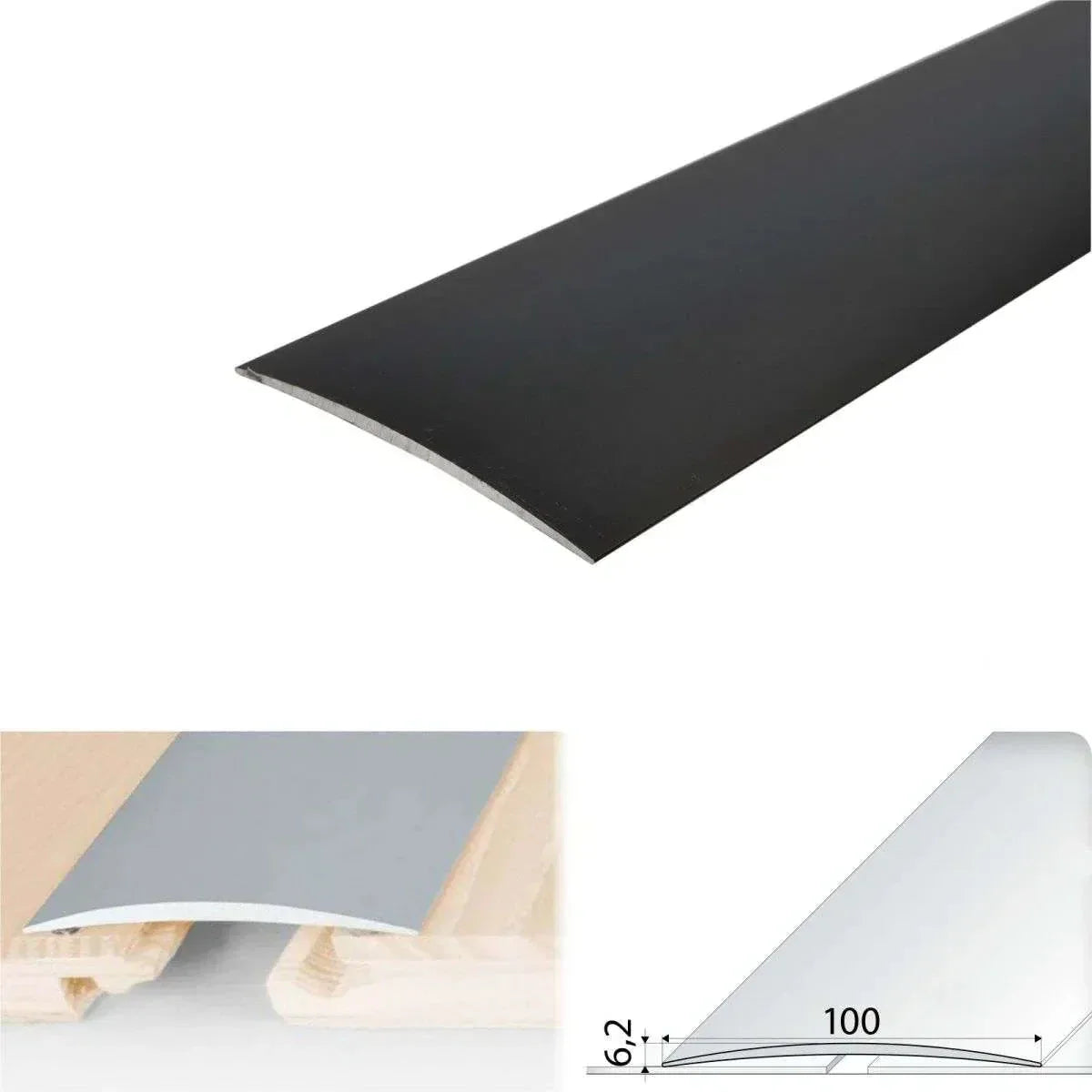 A72 Wide Aluminium Door Threshold Strip – Self-Adhesive 100mm