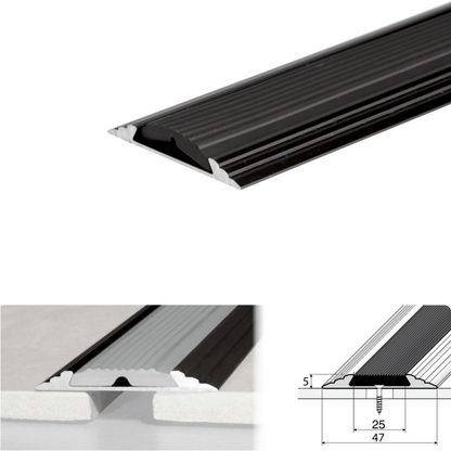 A10 50mm Anodised Aluminium Flat Non Slip Door Threshold Strip