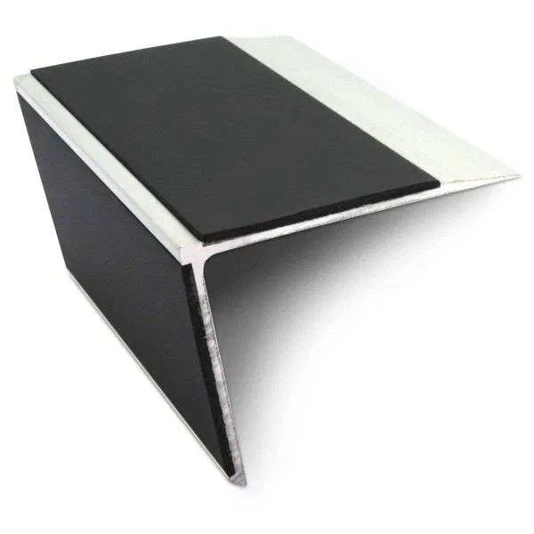 NSL28 DDA Compliant Aluminium Stair Nosing 75x58mm – Non-Slip Edge Trim with PVC Insert