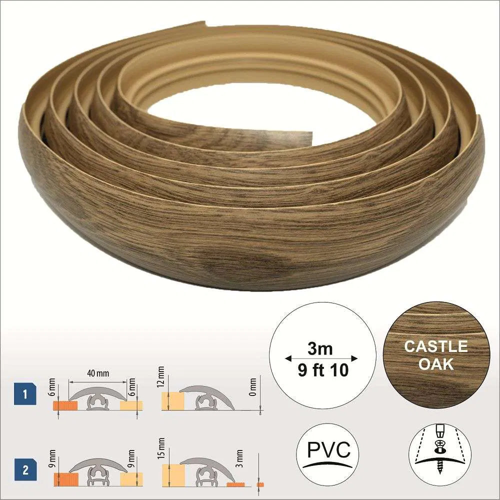 40mm PVC Flex Line Flooring Transition Strip – Flexible Threshold Profile