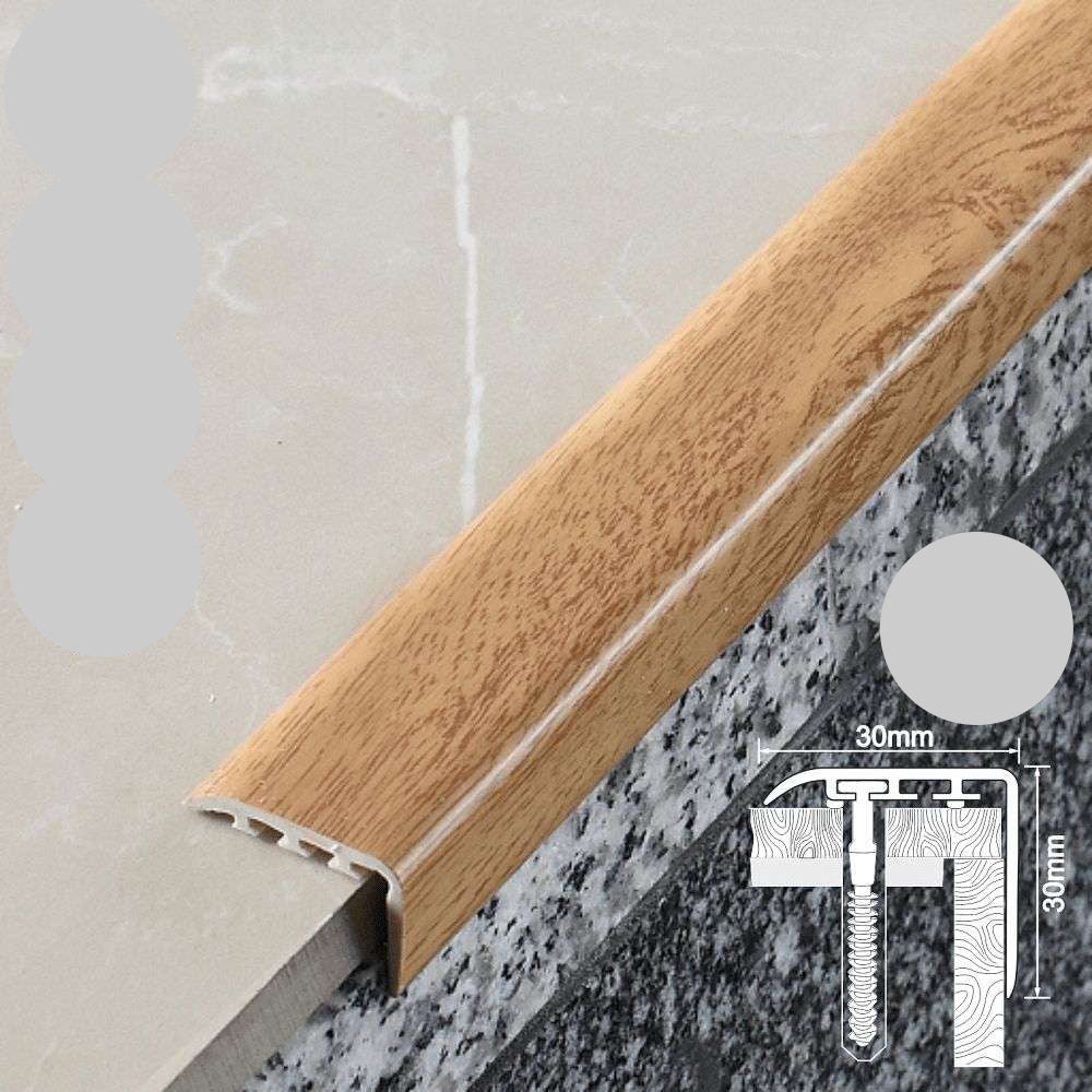 Wooden floor trim on a concrete surface with UPVC and measurement details.