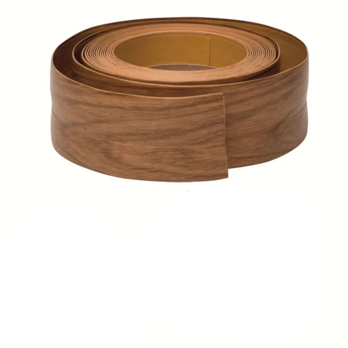 Roll of wooden strip with measurements and product details on a white background