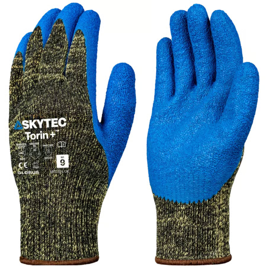 Skytec Torin+ Grey/Blue Latex-Coated Cut-Resistant Gloves