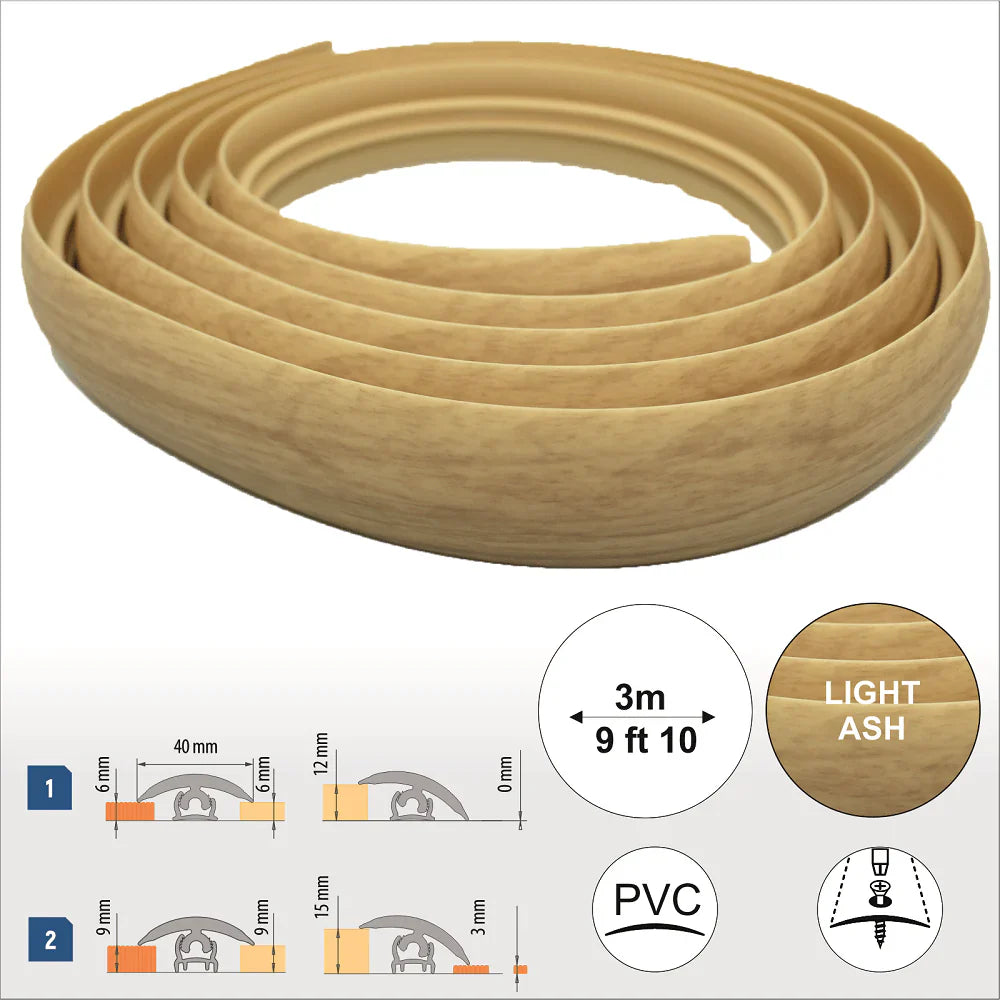 40mm PVC Flex Line Flooring Transition Strip – Flexible Threshold Profile
