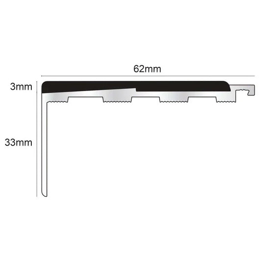 NXFS05 Straight Aluminium Stair Nosing – 62mm x 33mm Safety Profile