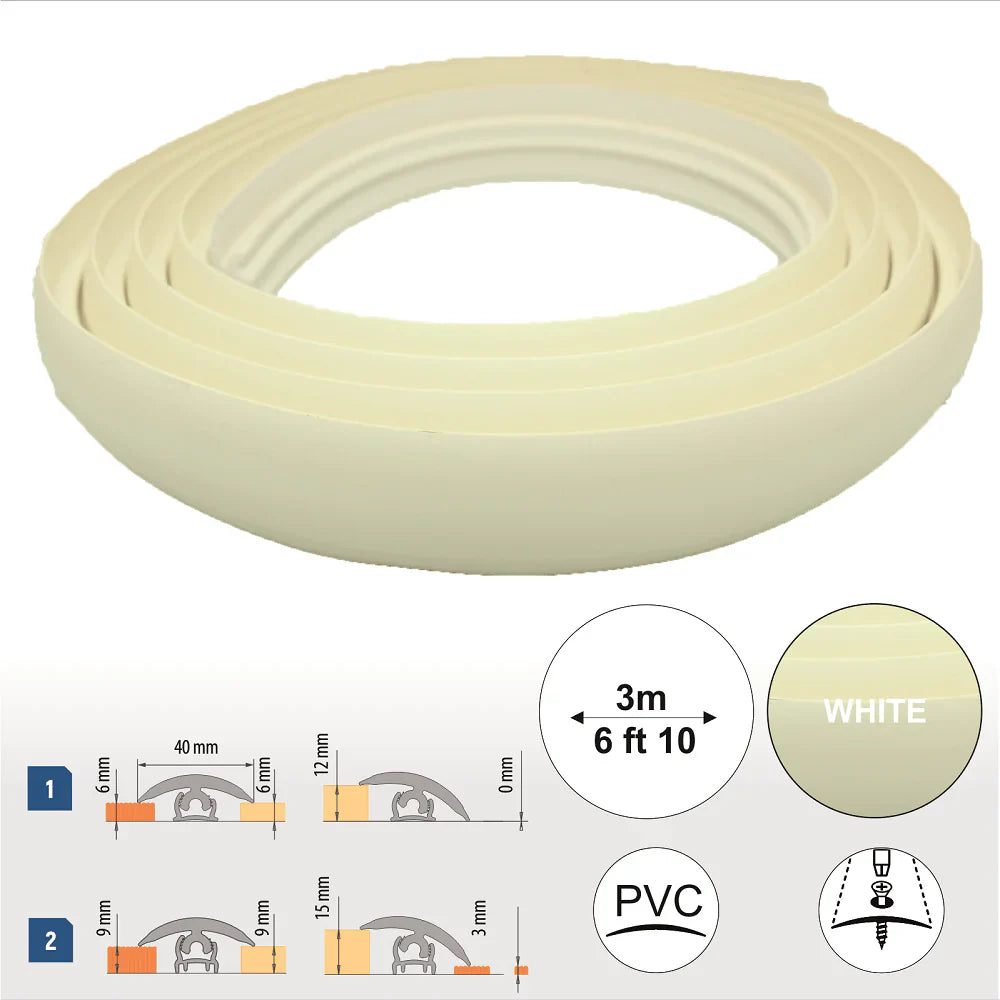 40mm PVC Flex Line Flooring Transition Strip – Flexible Threshold Profile