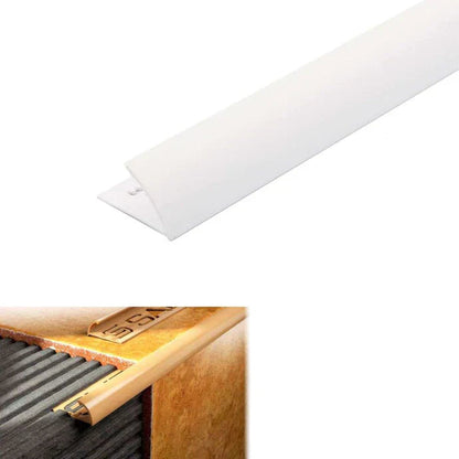 White PVC strip with dimensions and material information on a white background